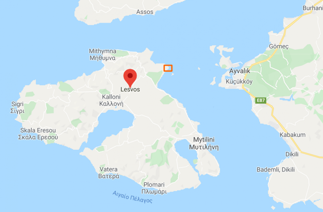 vierkantje markeert locatie onbewoond eiland